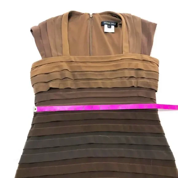 Tadashi Shoji Brown Ombre Banded Layered Bodycon Sheath Dress - Picture 7 of 9